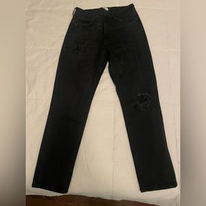 High waisted ripped black jeans